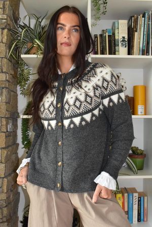 Fair Isle Cardigan Grey